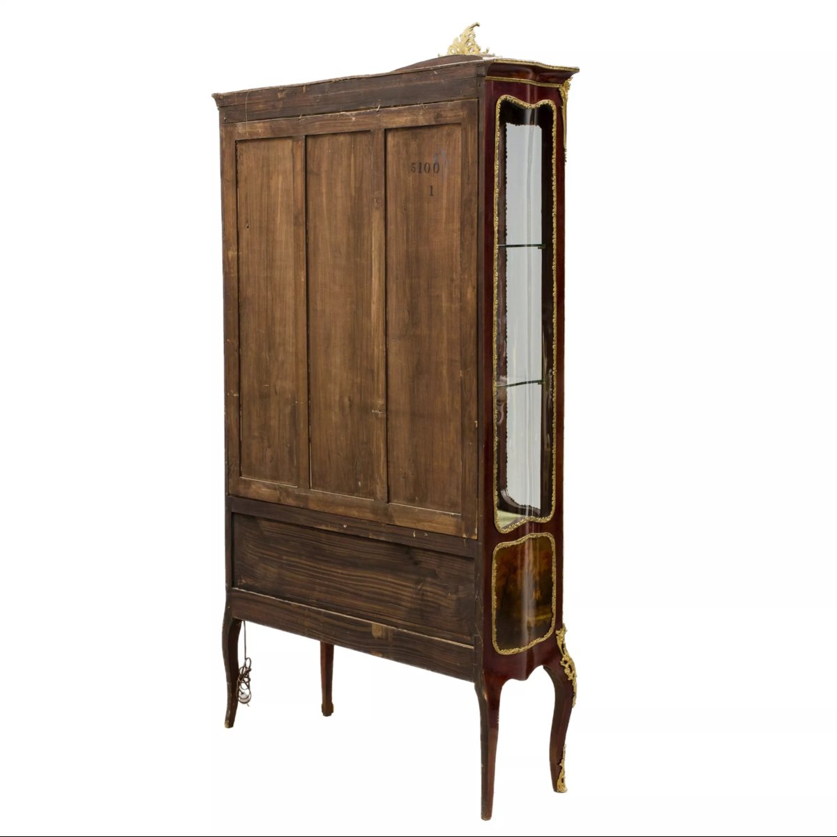 Three-door Mahogany Display Cabinet, Decorated With Painted Panels And Gilded Bronze Fittings.-photo-4