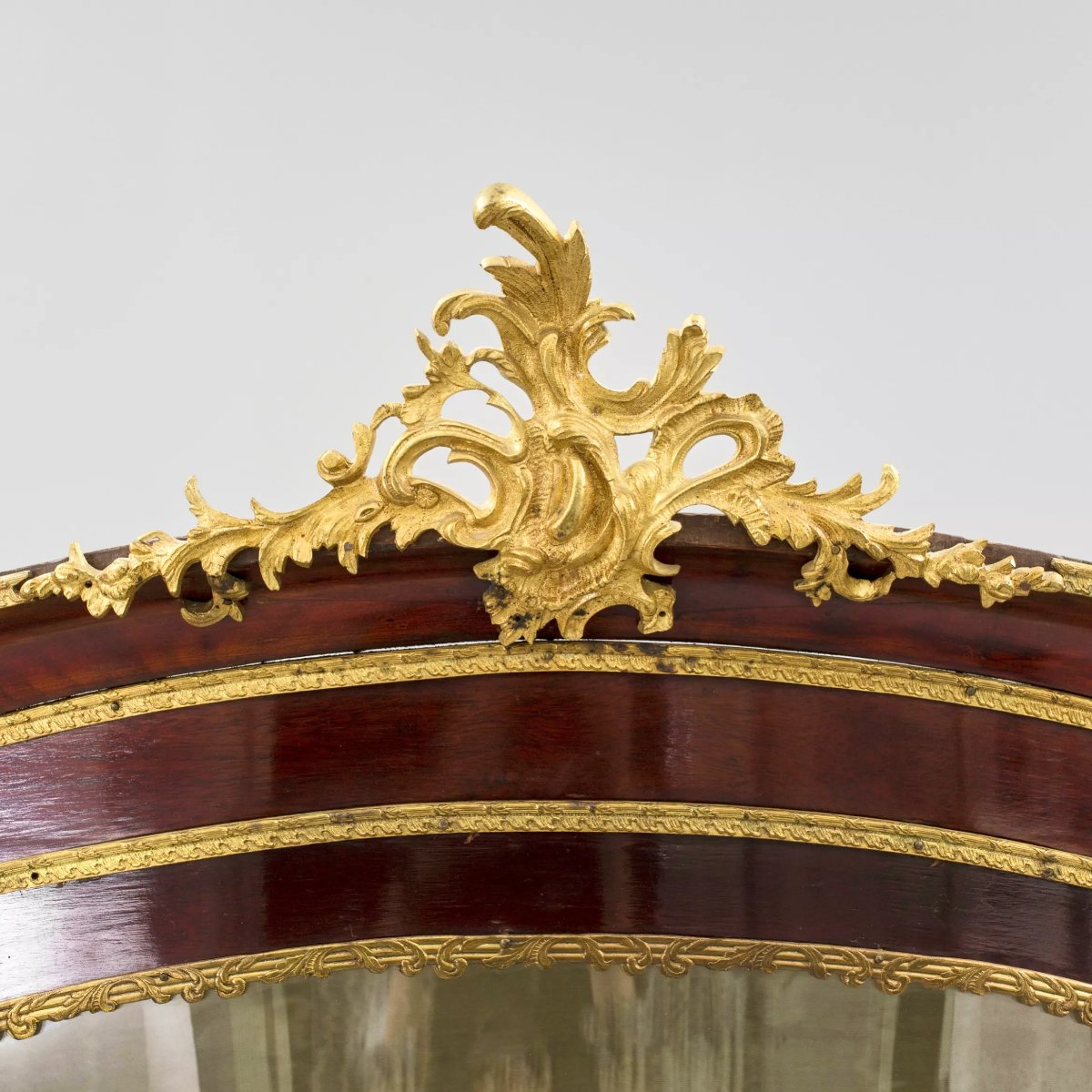 Three-door Mahogany Display Cabinet, Decorated With Painted Panels And Gilded Bronze Fittings.-photo-2