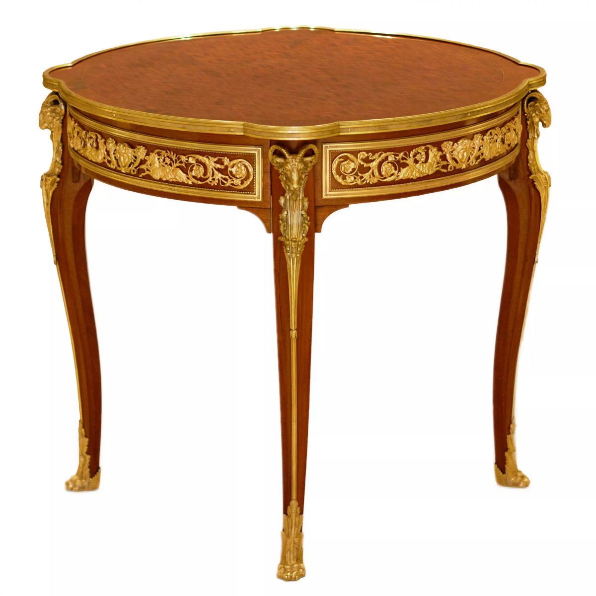 Mahogany Table With Inlay Work In The Louis XV Style. Attributed To François Linke. France,-photo-3