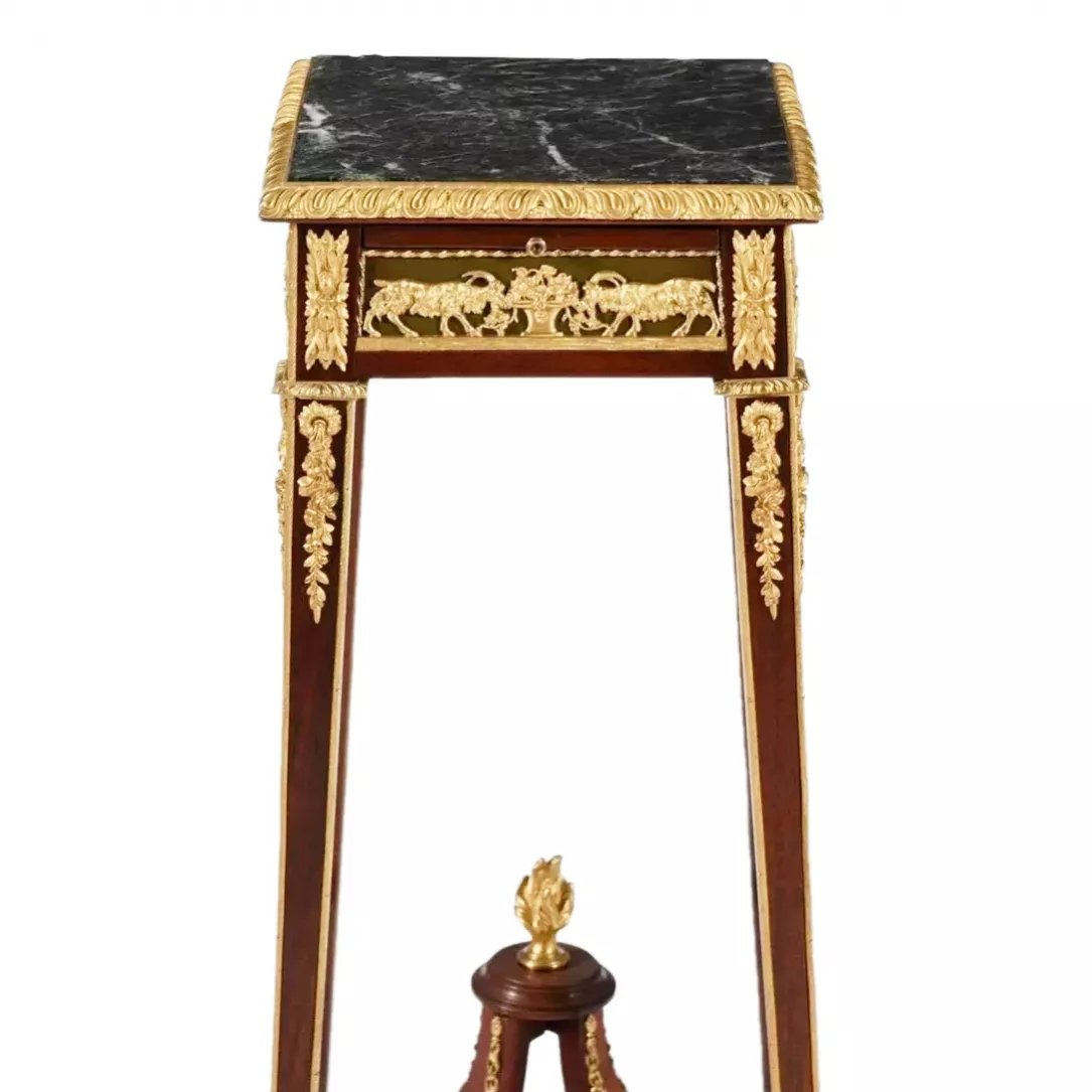 CONSOLE PIÉDESTAL EN ACAJOU ET BRONZE DORÉ DANS L’ESPRIT DE FRANÇOIS LINKE. FRANCE,-photo-4