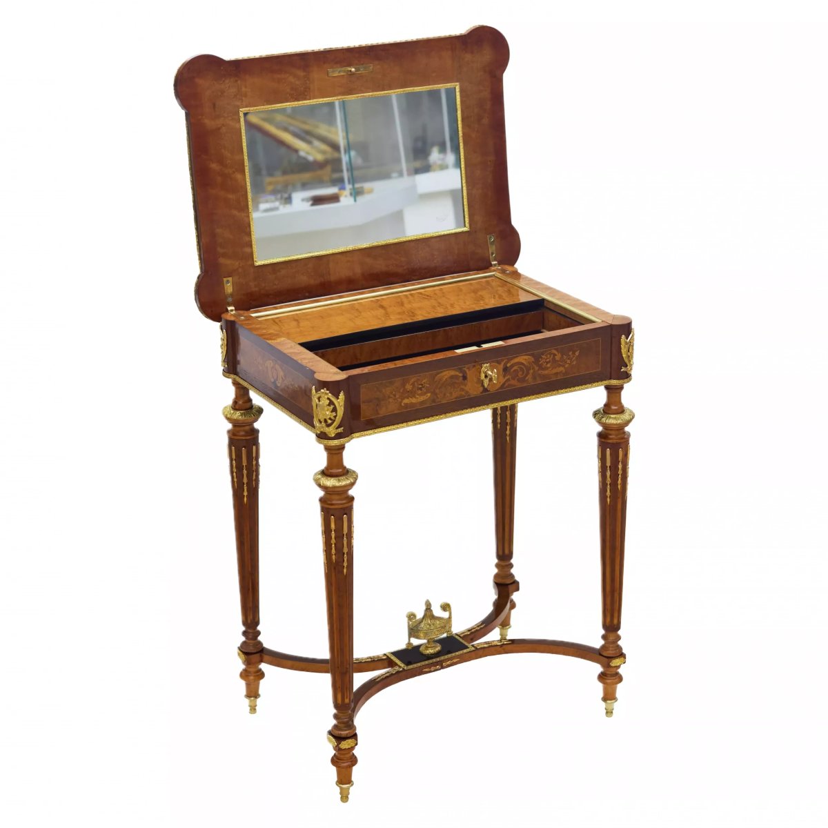 BUREAU À ÉCRIRE AVEC MARQUETERIE ET BRONZES DORÉS FRANCE, FIN DU XIXᵉ SIÈCLE-photo-4