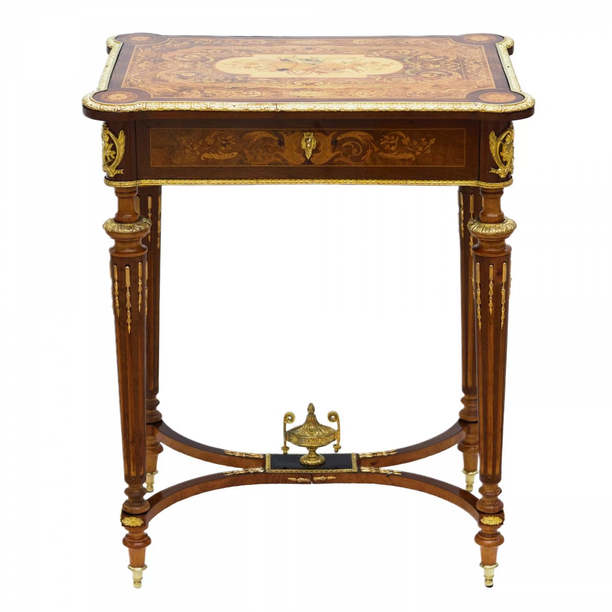 BUREAU À ÉCRIRE AVEC MARQUETERIE ET BRONZES DORÉS FRANCE, FIN DU XIXᵉ SIÈCLE