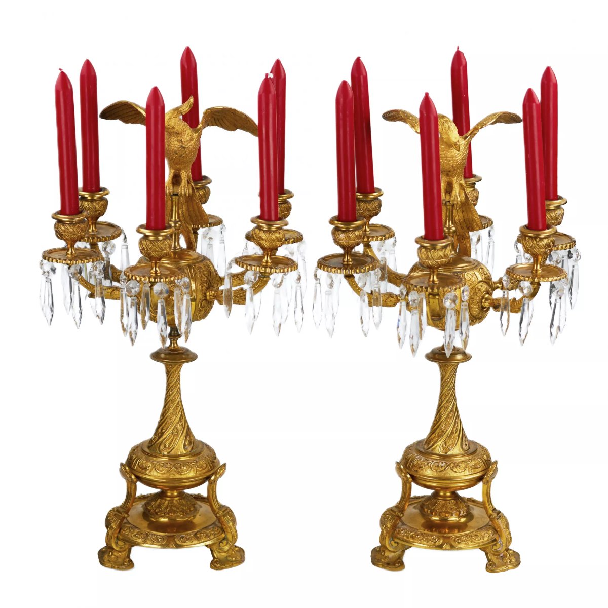 Pair Of Candelabers With Figures Of Paradise Birds, Russia, 19th Century-photo-2