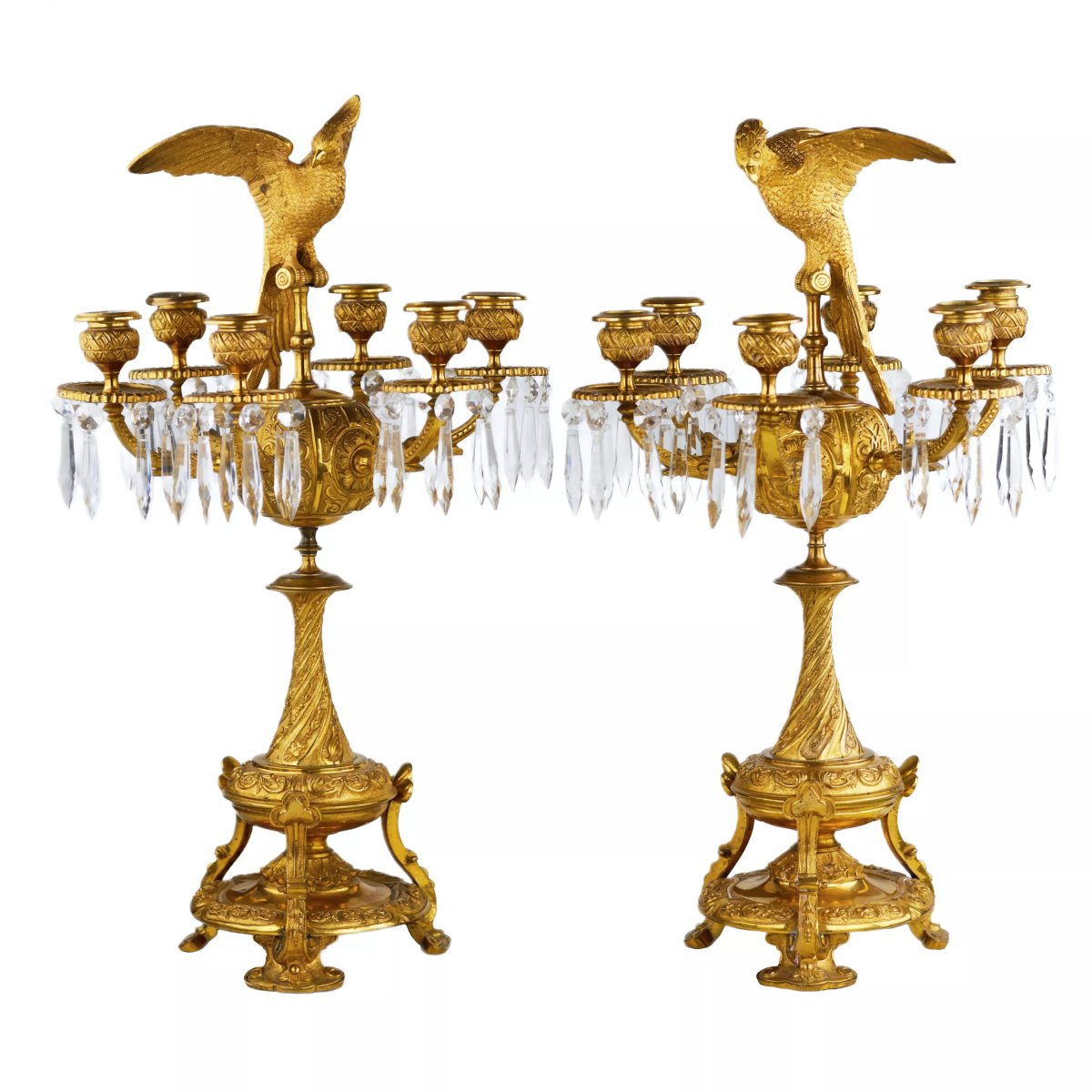 Pair Of Candelabers With Figures Of Paradise Birds, Russia, 19th Century-photo-3