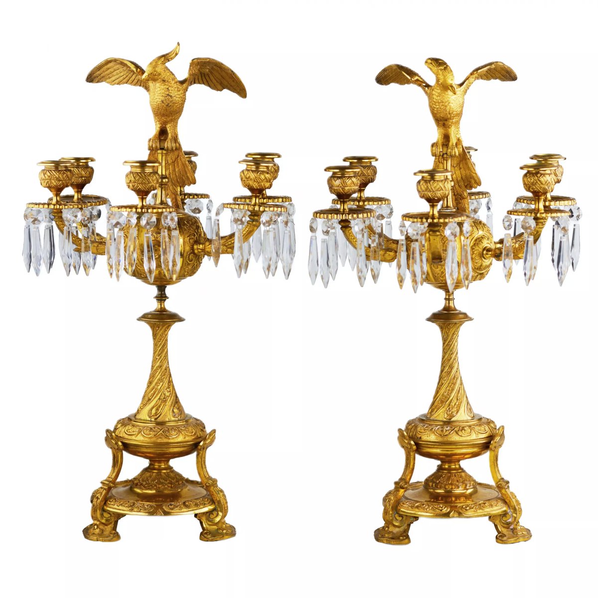Pair Of Candelabers With Figures Of Paradise Birds, Russia, 19th Century-photo-1