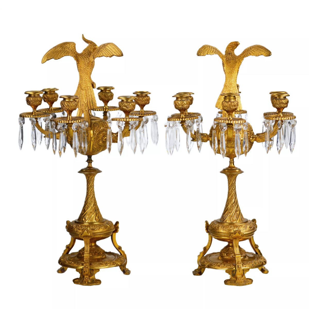 Pair Of Candelabers With Figures Of Paradise Birds, Russia, 19th Century-photo-2