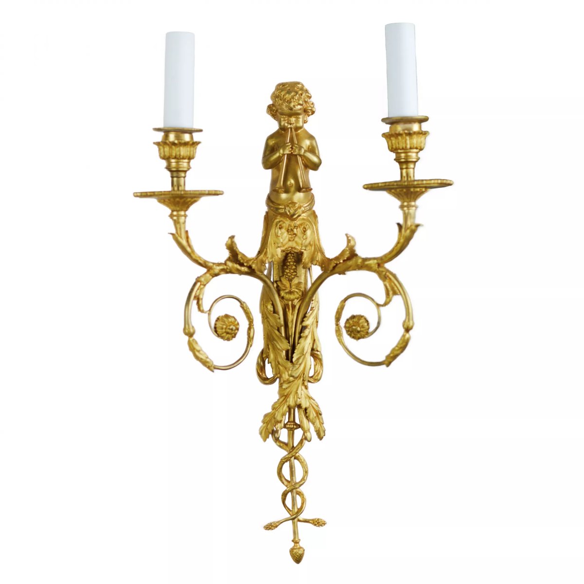 Pair Of Two-light French Wall Sconces In Gilded Bronze In The Louis X Style-photo-2