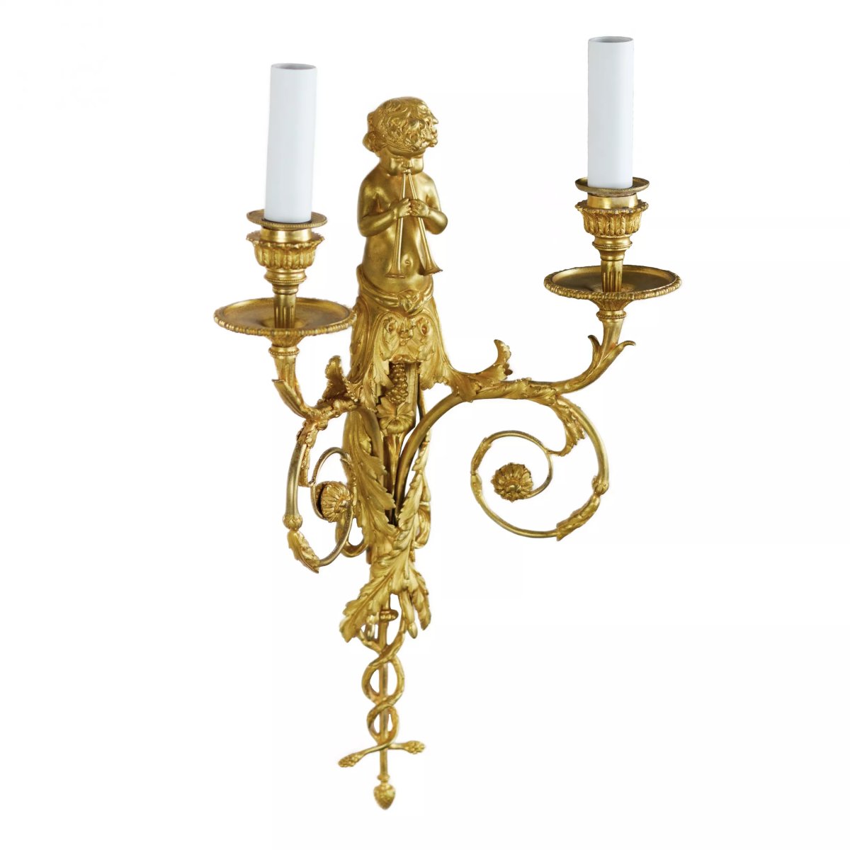 Pair Of Two-light French Wall Sconces In Gilded Bronze In The Louis X Style-photo-3