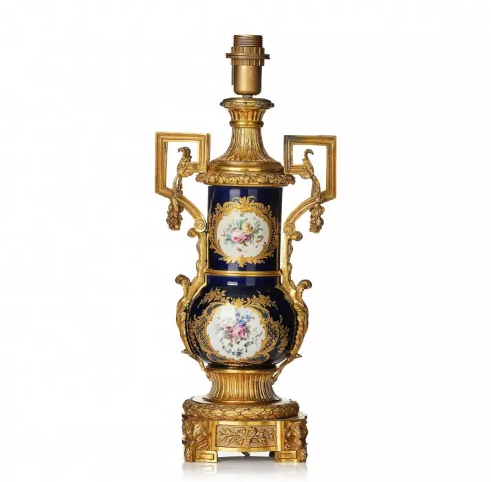 Porcelain Lamp With Gilded Bronze In The Sèvres Style, France, Circa 1900