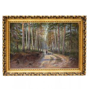 ALEXANDRA EGOROVNA MAKOVSKAJA (1837 - 1915) ROUTE FORESTIÈRE RUSSIE, 1889