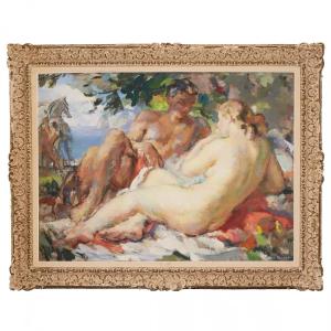 FERNAND RENAULT (1887 - 1939). « LE COUPLE AMOUREUX » FRANCE, ANNÉES 1930
