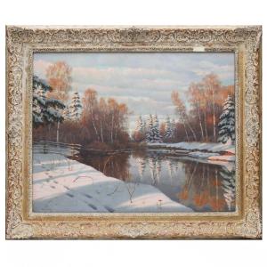 Riverbank In Winter. Boris Bessonov (1862–1934). Russia, First Half Of The 20th Century