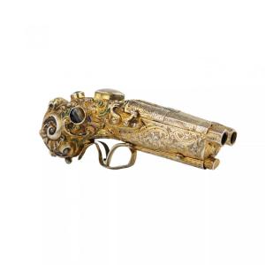 TABATIÈRE EN FORME DE PISTOLET À DOUBLE CANON EUROPE CENTRALE, XIXe SIÈCLE
