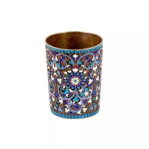 GOBELET EN ARGENT RUSSE À ÉMAIL CLOISONNÉ. GUSTAV KLINGERT RUSSIE, MOSCOU, 1893