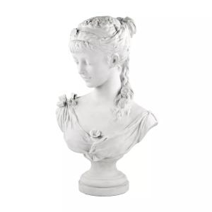 BUSTE EN PORCELAINE BISCUIT D’UNE JEUNE FILLE CHARLES LEVY & CO, FRANCE, VERS 1876-1881