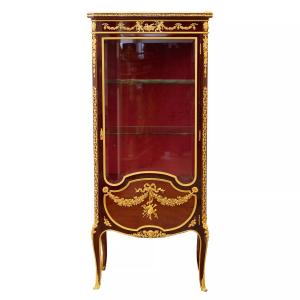 Mahogany And Gilded Bronze Display Cabinet In The Style Of Sormani France, Late 19th Century