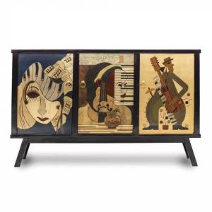 Art Deco Chest Of Drawers With Marquetry On A Music Theme. Europe, 20th Century