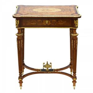 BUREAU À ÉCRIRE AVEC MARQUETERIE ET BRONZES DORÉS FRANCE, FIN DU XIXᵉ SIÈCLE