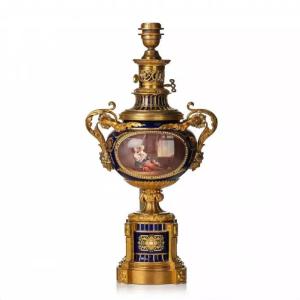 Porcelain Lamp With Gilded Bronze Fittings, In The Style Of Sèvres, France, Circa 1900