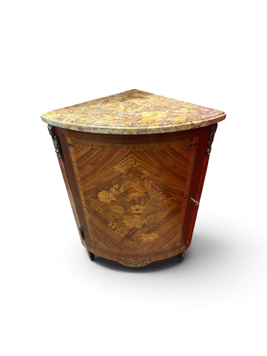 Pair Of Inlaid Corner Pieces In The Transitional Style, 20th Century-photo-2