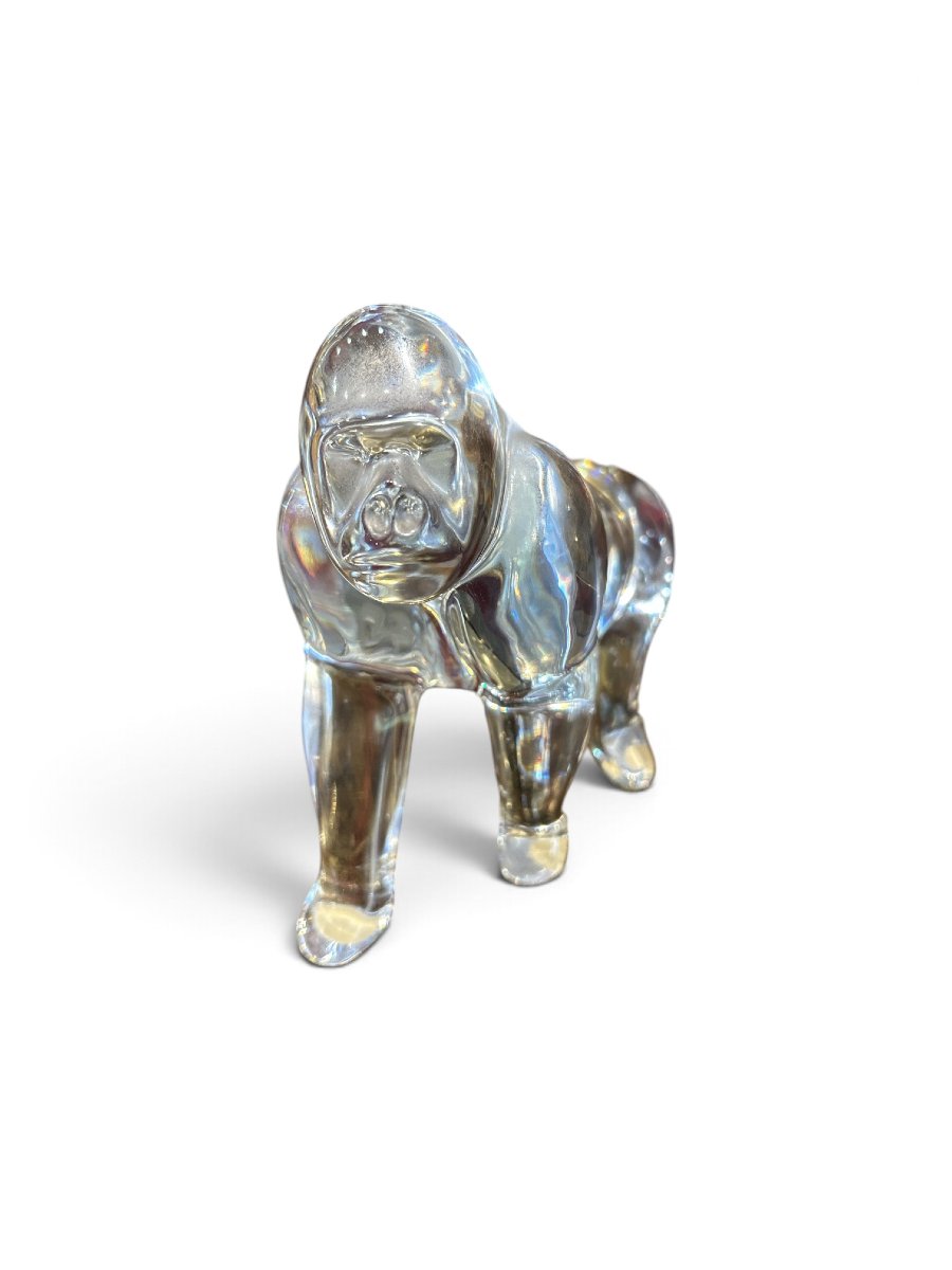 Baccarat - Crystal Figurine Depicting A Gorilla, 20th Century-photo-3