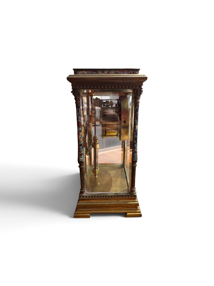 Pendule en bronze à décor d'émaux cloisonnés, fin XIXe siècle-photo-4