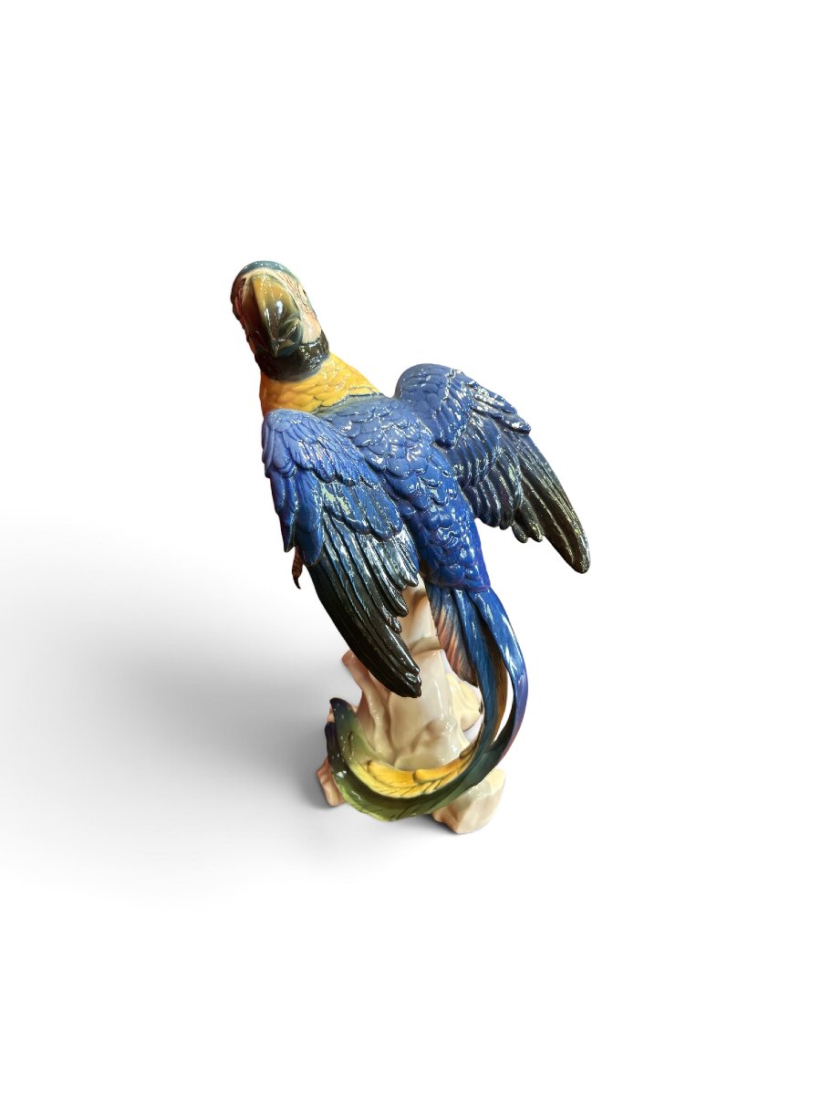 Manufacture Karl Ens - Perroquet en porcelaine émaillée, XXe siècle-photo-3
