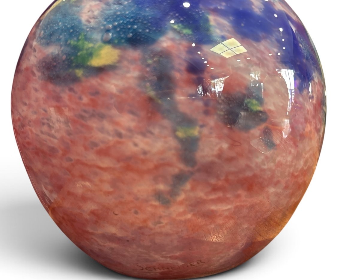 Schneider - Blown-glass Ball Vase, 20th Century-photo-4