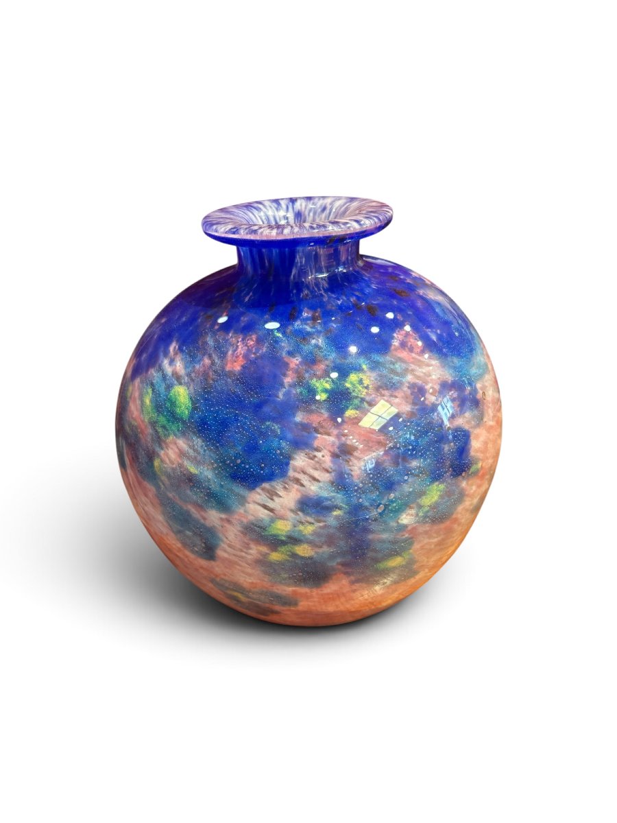 Schneider - Blown-glass Ball Vase, 20th Century