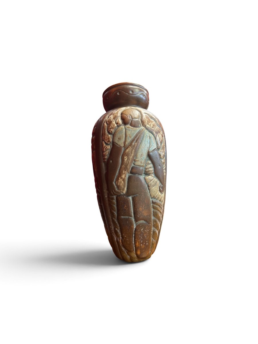 Frères Mougin - Grand vase balustre en grès émaillé, XXe