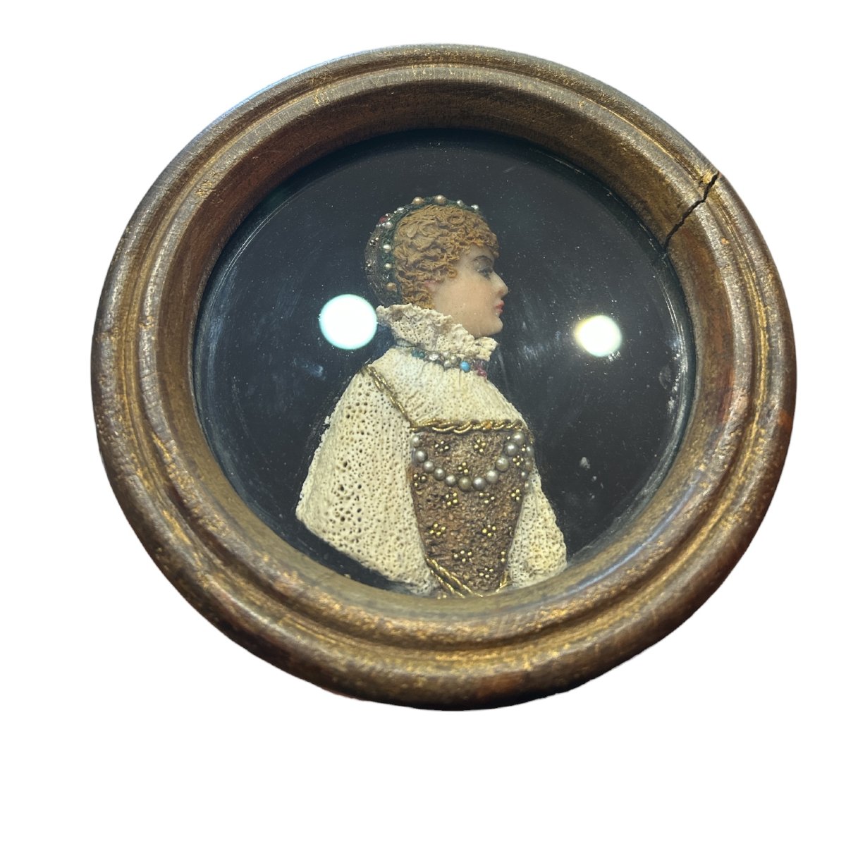 Portrait de femme en relief de cire, XIXe siècle-photo-2