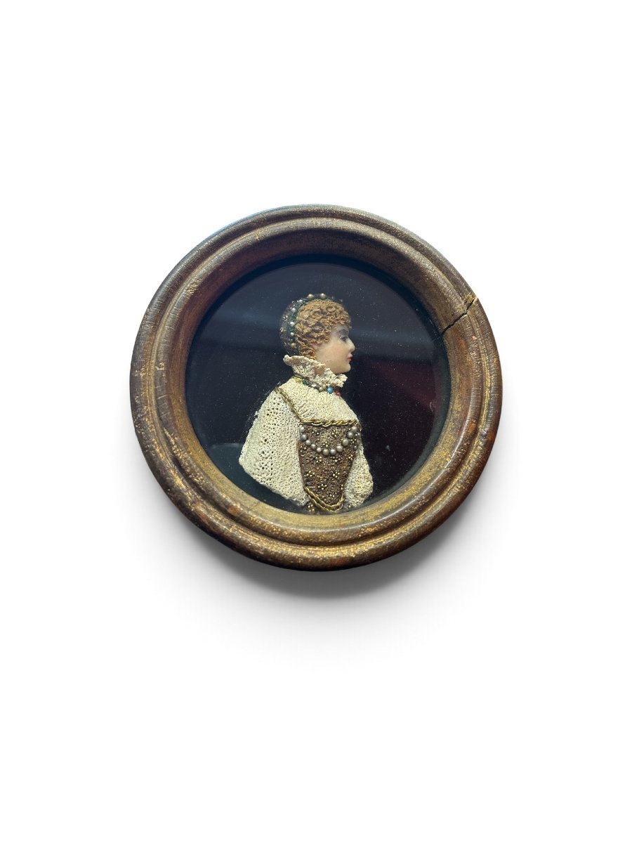 Portrait de femme en relief de cire, XIXe siècle