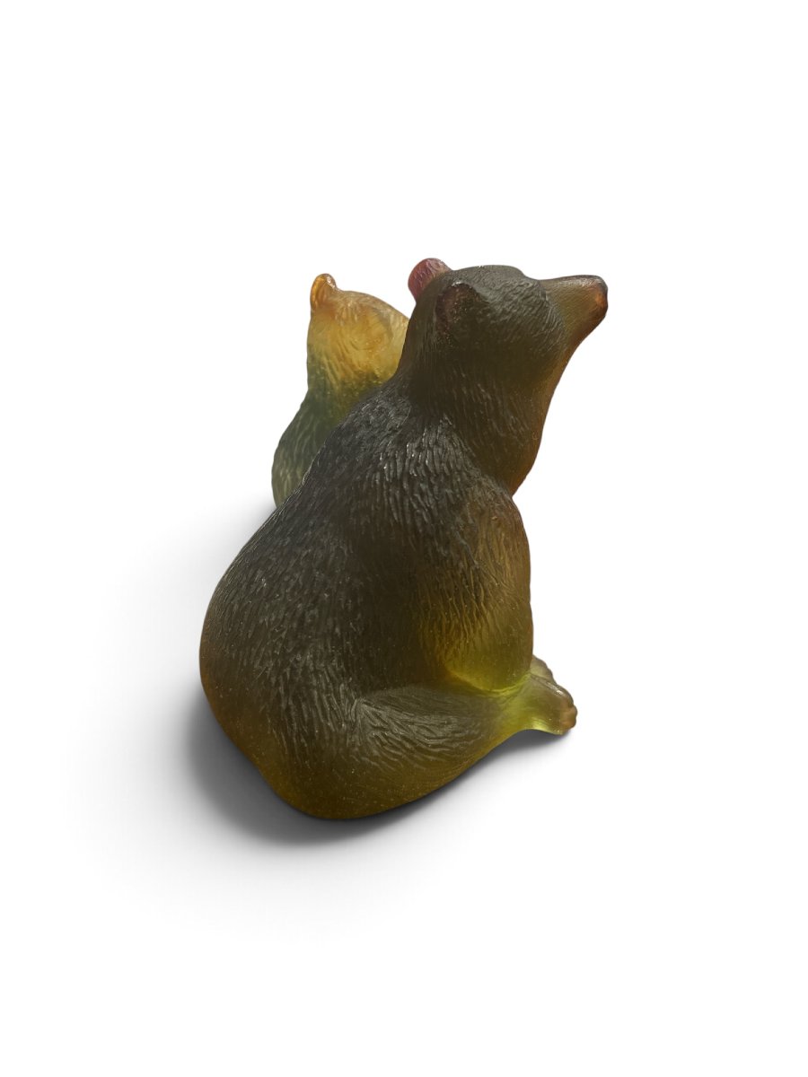 Daum - Sculpted Glass Paste Group, Bear And Cub, 20th Century-photo-4