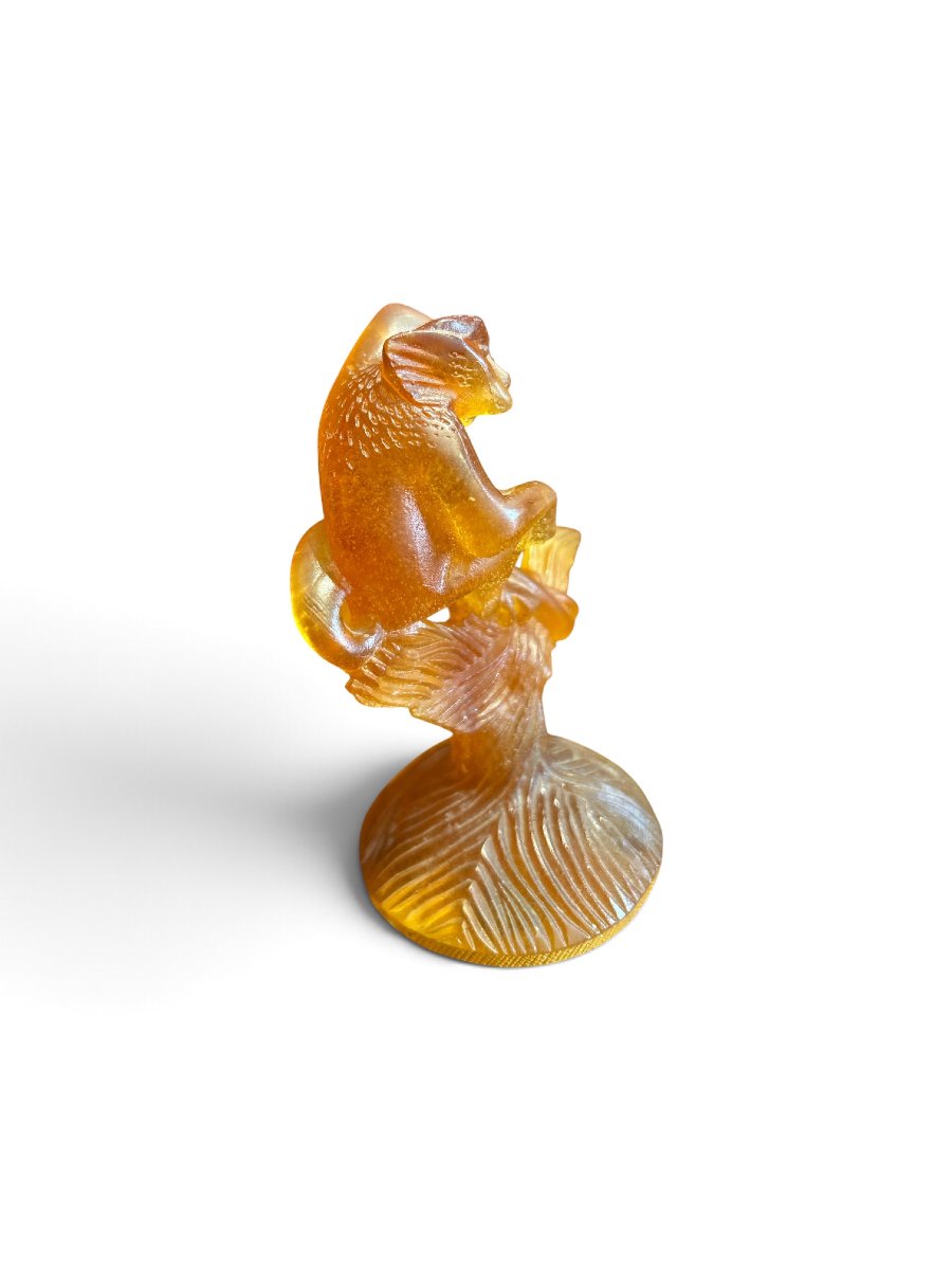 DAUM - Sculpture en pâte de verre, singe sur une branche, XXe siècle-photo-4