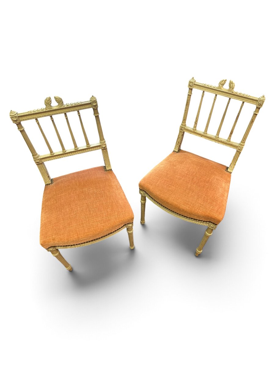 Paire de chaises de style Louis XVI, XIXe siècle