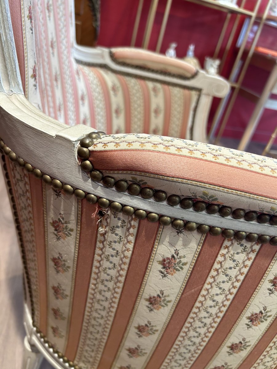 Paire de bergères de style Louis XVI, XXe siècle-photo-3