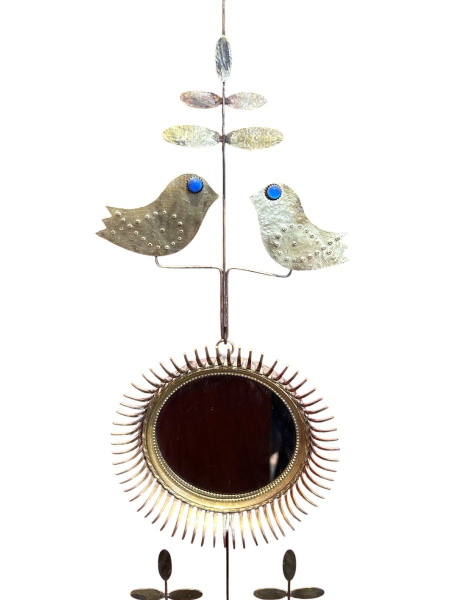 Jean Vinay - Wall-mounted Metal Mirror, 20th Century-photo-2