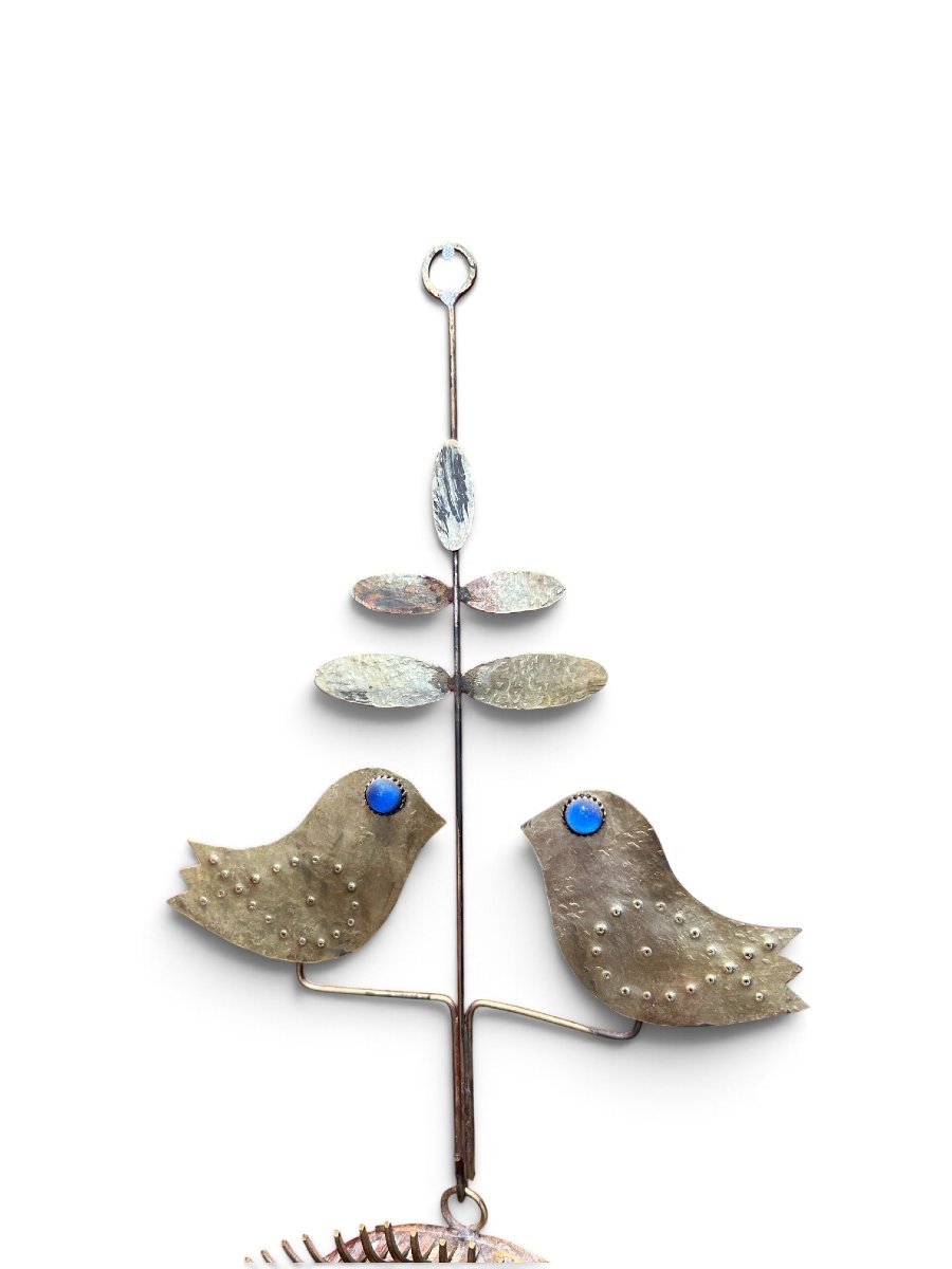 Jean Vinay - Wall-mounted Metal Mirror, 20th Century-photo-3