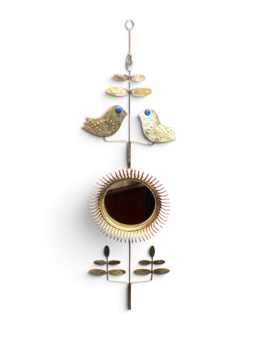 Jean Vinay - Wall-mounted Metal Mirror, 20th Century