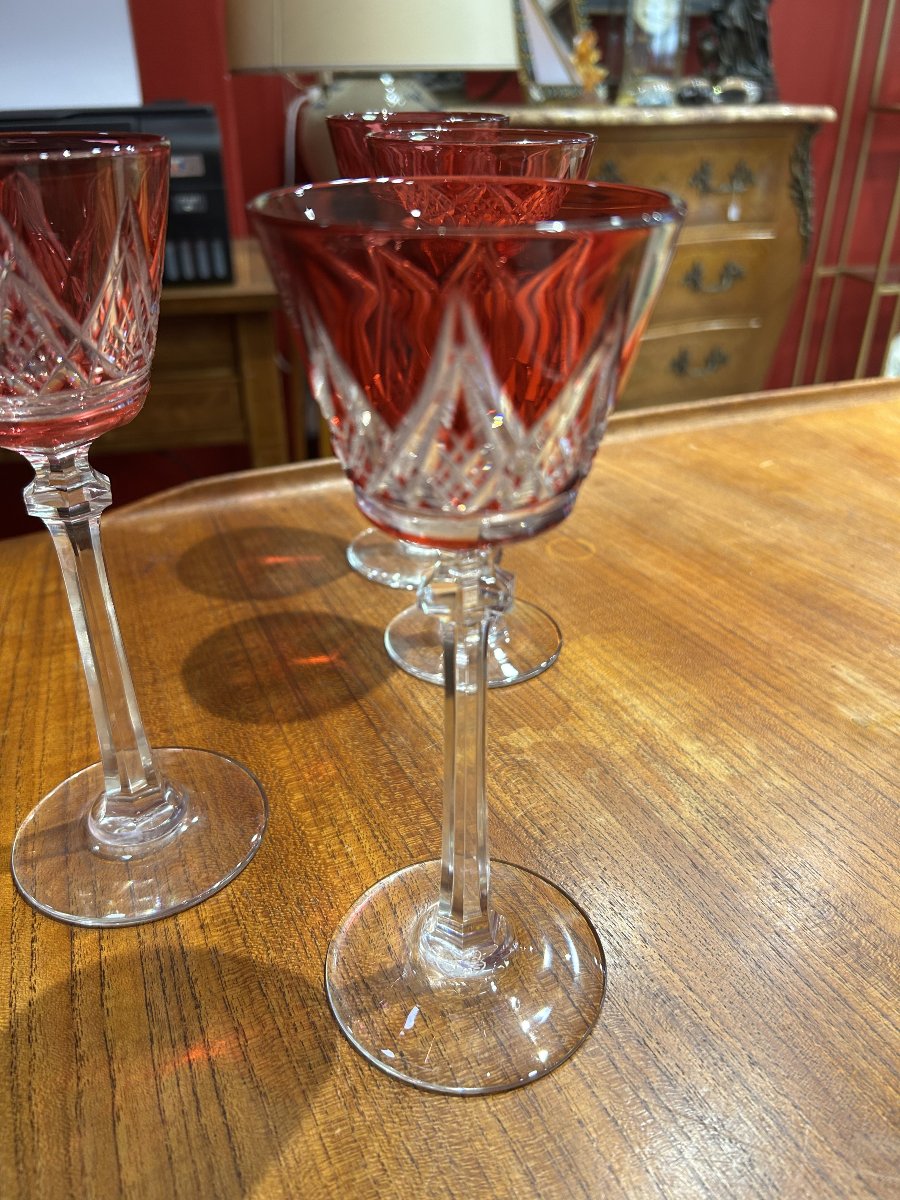 BACCARAT - Ensemble de 4 verres à vin en cristal modèle "Louvois", XXe siècle-photo-3