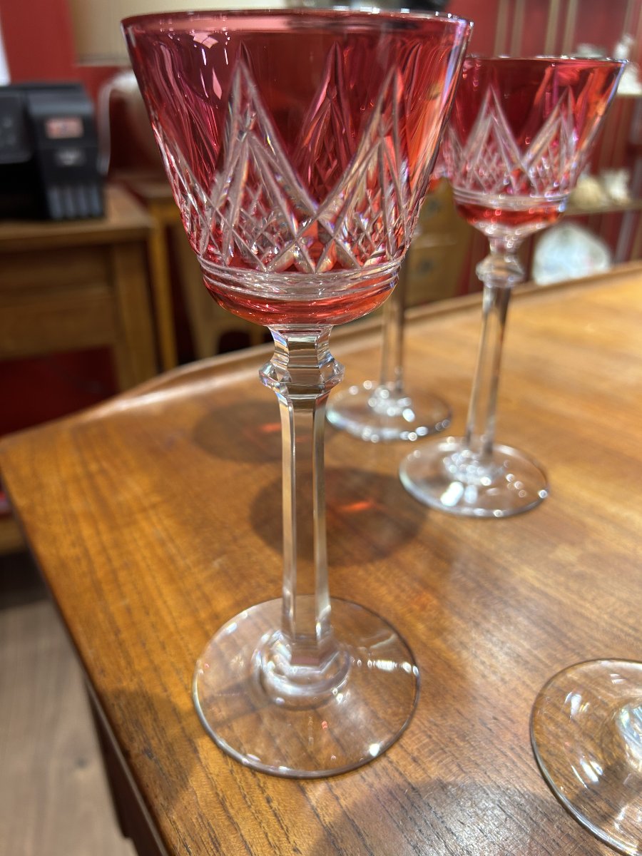 BACCARAT - Ensemble de 4 verres à vin en cristal modèle "Louvois", XXe siècle-photo-4