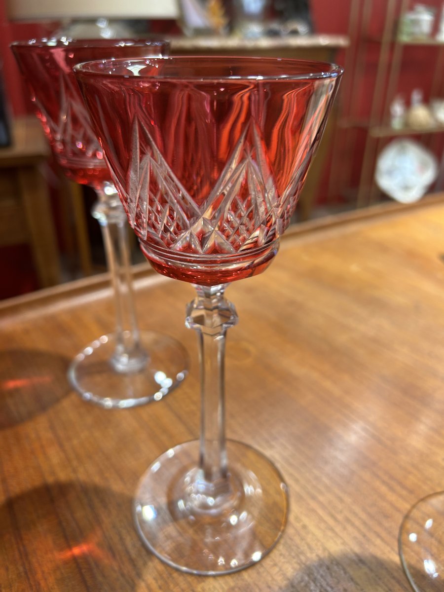 BACCARAT - Ensemble de 4 verres à vin en cristal modèle "Louvois", XXe siècle-photo-1