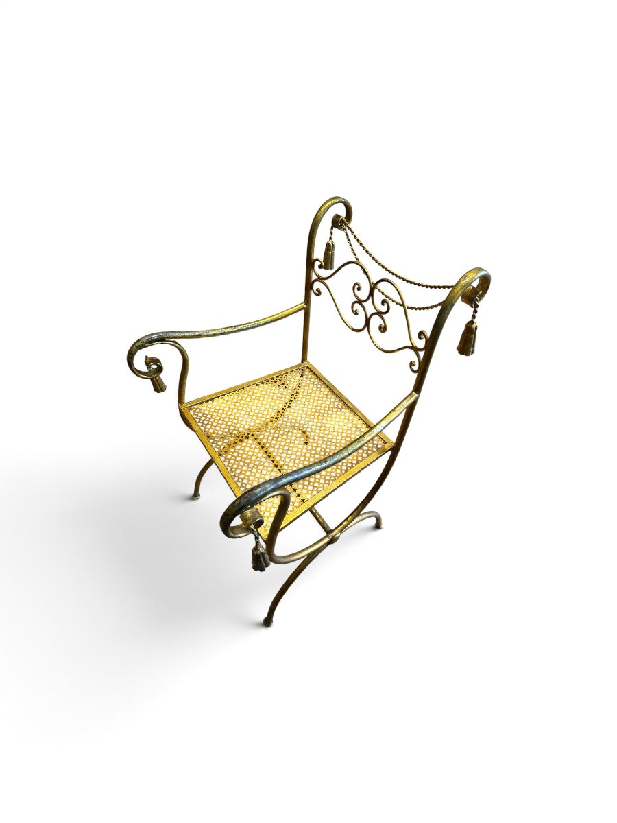 Gold-plated Metal Armchair, 1960s-photo-2