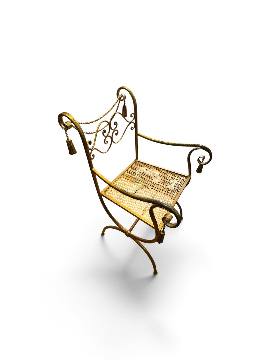 Gold-plated Metal Armchair, 1960s-photo-2