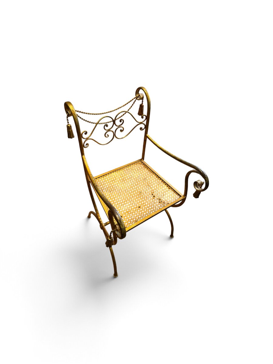 Gold-plated Metal Armchair, 1960s