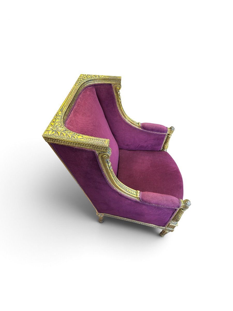 Louis XVI-style Velvet Armchair, 19th Century-photo-4