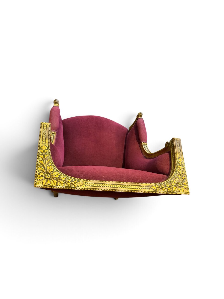 Louis XVI-style Velvet Armchair, 19th Century-photo-1