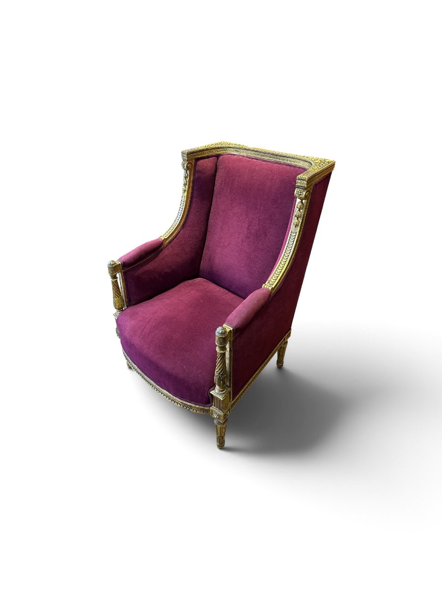 Louis XVI-style Velvet Armchair, 19th Century