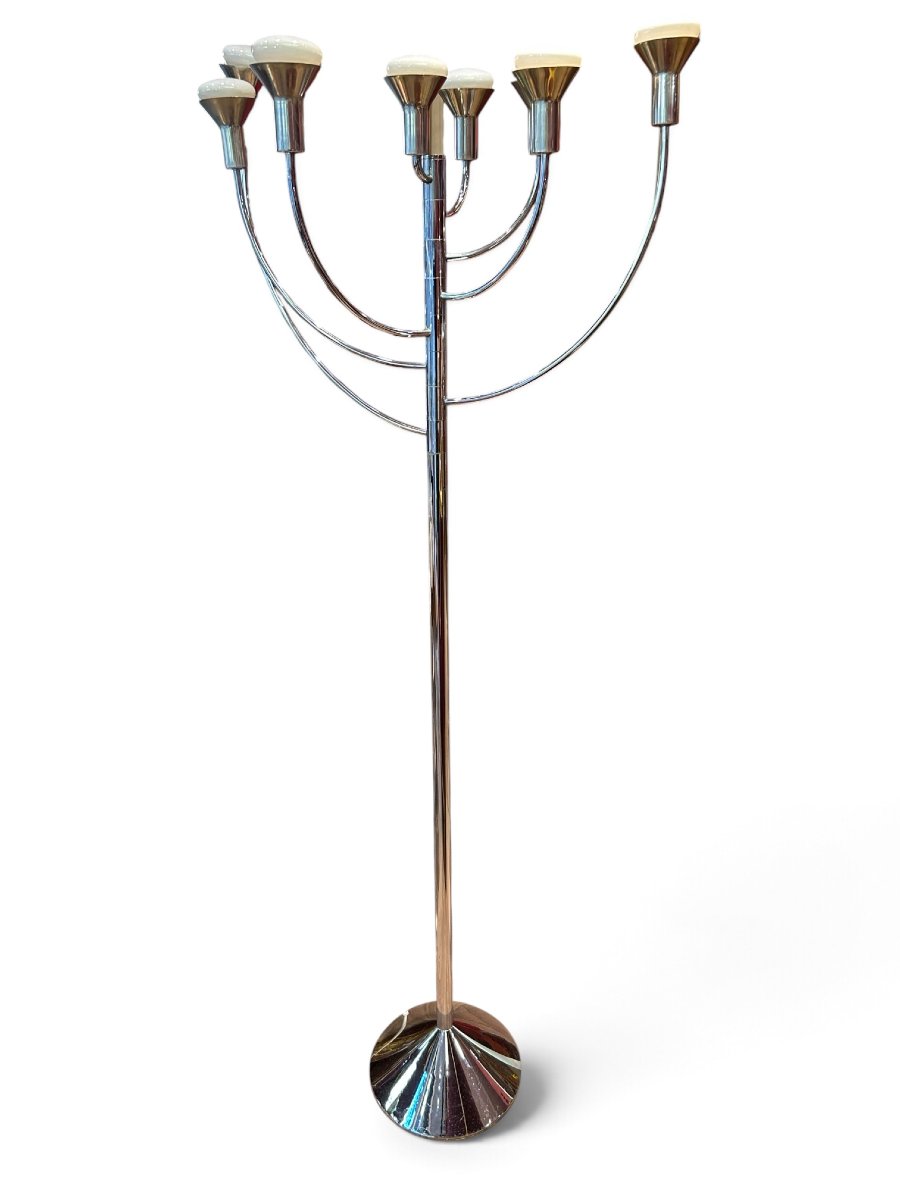 Lampadaire chromé design de Max Bill pour Temde Leuchten, 1970