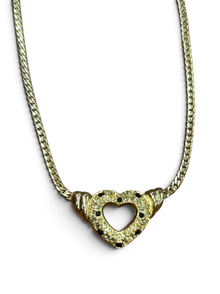 Christian DIOR - Collier plaqué or et cristaux, années 1990-photo-2